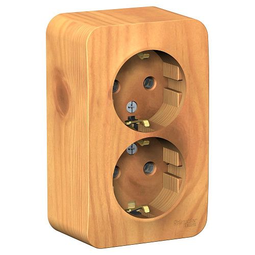 Розетка ОУ 2-я с заземлением с изолирующей пластиной (ясень) BLANCA SE