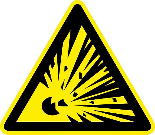 Знак самоклеящийся: Взрывоопасно (200х200х200мм)