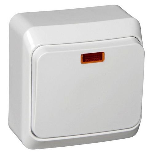 Выключатель ОУ 1кл с подсветкой (белый) ЭТЮД SE