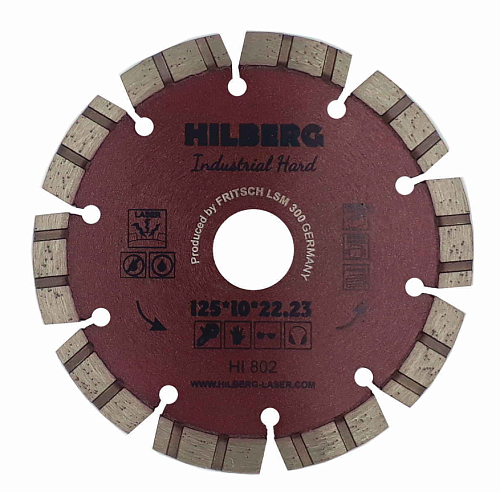 Диск отр. алмаз. 125*10*22.23 2.2 Hilberg Industrial Hard сильно армированный/твёрдый бетон