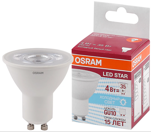 Лампа светодиодная S PAR16 35 4Вт 840 265Лм GU10 4058075481374 OSRAM