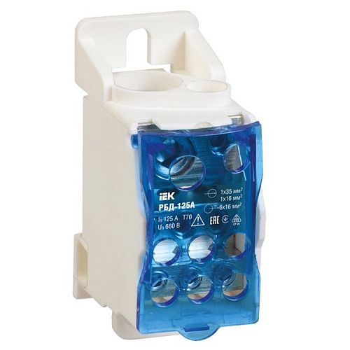 Распределительный блок на DIN-рейку 1п 125А РБД-125А ИЭК