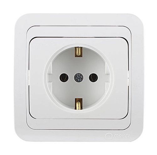Розетка СУ с заземлением со вставкой (белый) Mimoza MAKEL