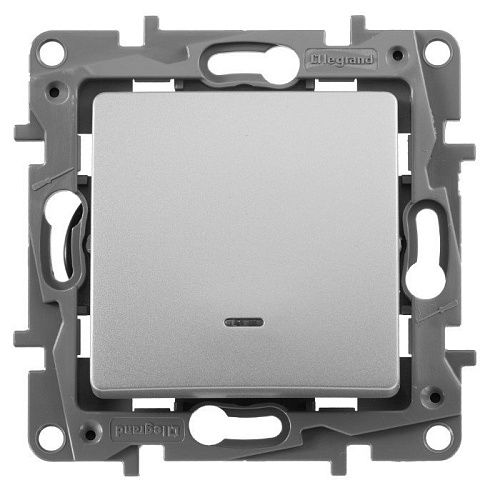 Выключатель 1кл с подсветкой автоматические клеммы (алюминий) Etika Legrand/Daccord/ИЭК (672403)