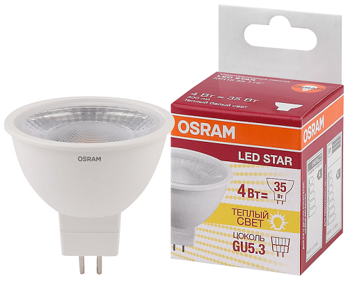 Лампа светодиодная STAR MR16 35 4Вт 3000К 300Лм GU5.3 4058075481107 OSRAM