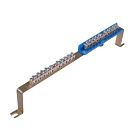 Шина N+РЕ "земля-ноль" N12xPE12 на скобе никелирерованная 6х9мм 63А