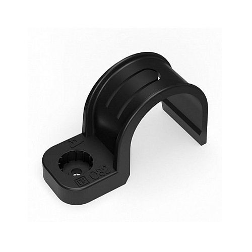 Крепеж-скоба пластиковая для труб быстрого монтажа 32мм (под монтажный пистолет) (черная) Промрукав