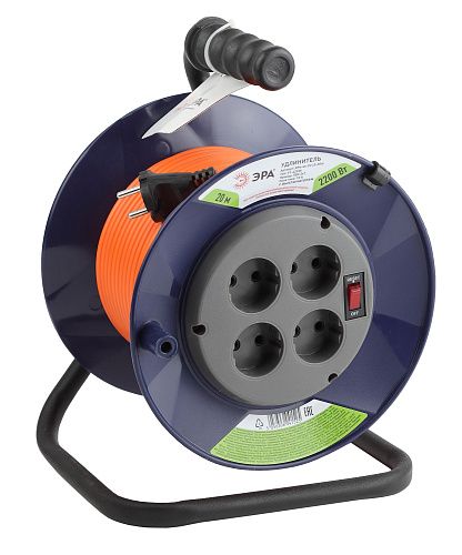 Удлинитель на катушке RP(x)-4(s)-2х1.0-20m 4 гнезда 20м ПВС 2х1 б/з ЭРА Б0043050