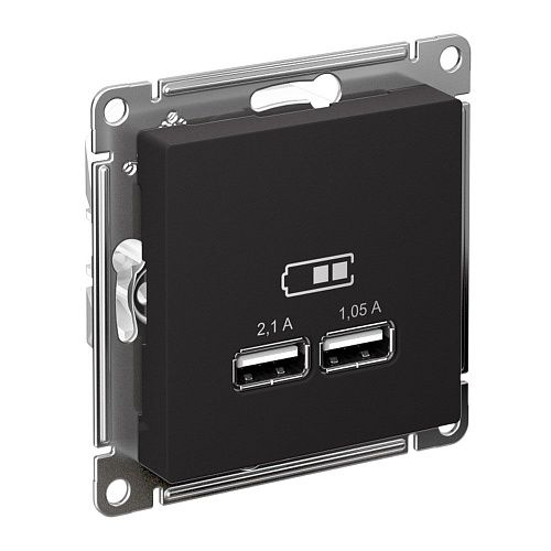 Розетка USB 5В 1 порт x 2.1А 2 порта х 1.05А (карбон) ATLASDESIGN SE