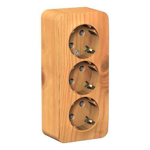 Розетка ОУ 3-я с заземлением с изолирующей пластиной (ясень) BLANCA SE