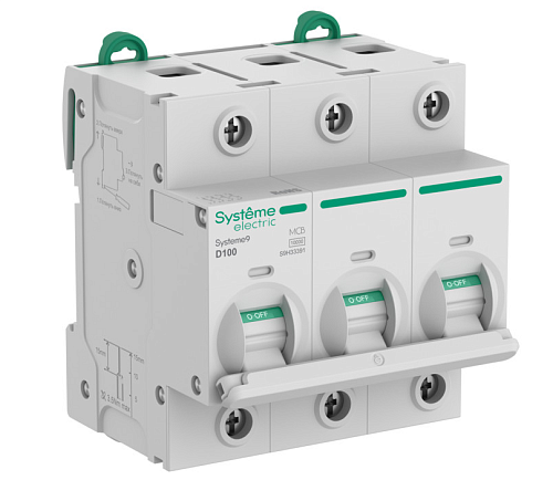 Автоматический выключатель 3п D100 10.0кА 400В 27мм (АВ) (Systeme9) (S9H33391)