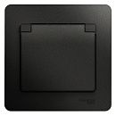 Розетка с заземлением с защитными шторками с крышкой в сборе IP20 (антрацит) GLOSSA SE