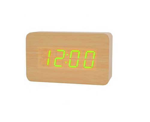 Часы электронные в деревянном корпусе VST-863 100х60х40мм (время/дата/будильник/температура)+
