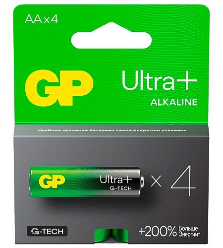 Батарейка алкалиновая GP Ultra Plus Alkaline 15А AА c технологией G-tech  4 шт. на блистере 4610116238356