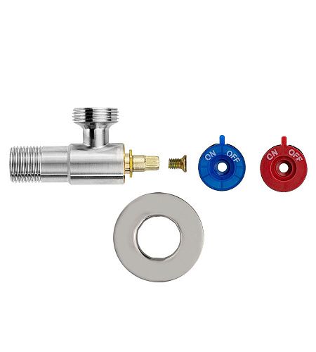Кран угловой 1/2х3/4 для стиральных машин (с кран-буксой) сталь AISI304  MPF
