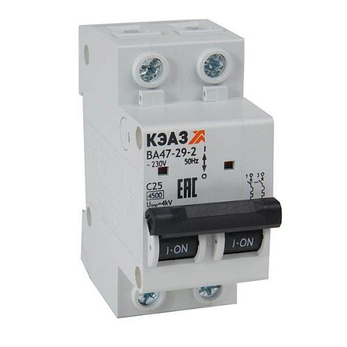Автоматический выключатель 2п C32 4.5кА ВА47-29-2С32-УХЛ3 КЭАЗ (318246)