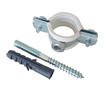 Хомут мет.    1/2" (20-24мм) с гайкой М8 в компл.со шпилькой-шуруп. и дюб. белый уплотн. TERMA 24225