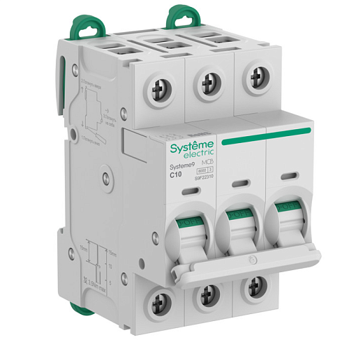 Автоматический выключатель 3п С10 6.0kA 400В (АВ) Systeme9 SE (S9F22310)