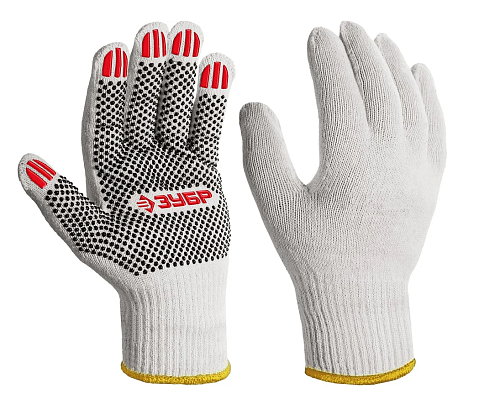 Перчатки с ПВХ покрытием (точка) 10 класс ОПТИМА (размер L) ЗУБР 