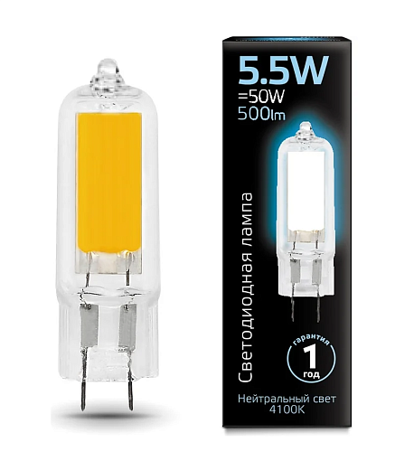 Лампа светодиодная капсула 5.5Вт G4 4100K 220-240В 500Лм (16х58) GAUSS