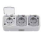 Розетка ОУ 3-я с заземлением IP54 (серый) Пралеска Аква