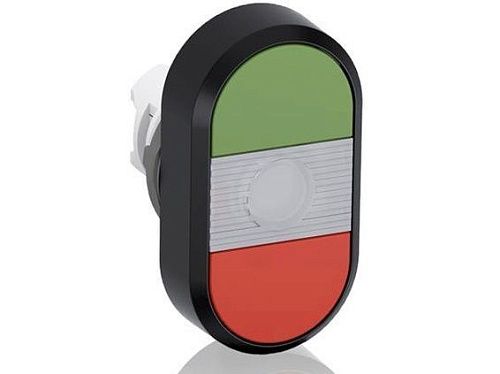 Кнопка MPD1-11C двойная с подсветкой прозрачная линза без текста (зеленый/красный) ABB ФЛ