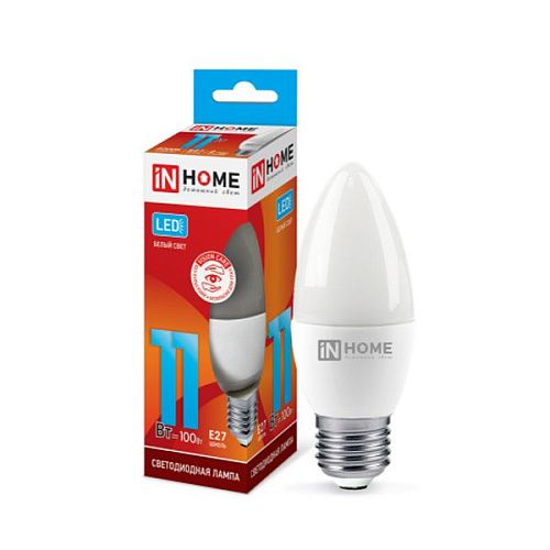 Лампа светодиодная свеча LED-СВЕЧА-VC C37 11Вт 4000К 1050Лм Е27 IN HOME