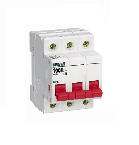 Выключатель нагрузки 3п 100А ВН-102 модульный DEKraft (17012DEK)