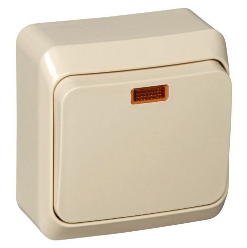 Переключатель ОУ 1кл с подсветкой (кремовый) ЭТЮД SE