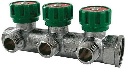 Коллектор с регулирующими вентилями 3/4 х1/2"х2 вых. плоскость SantechSystems