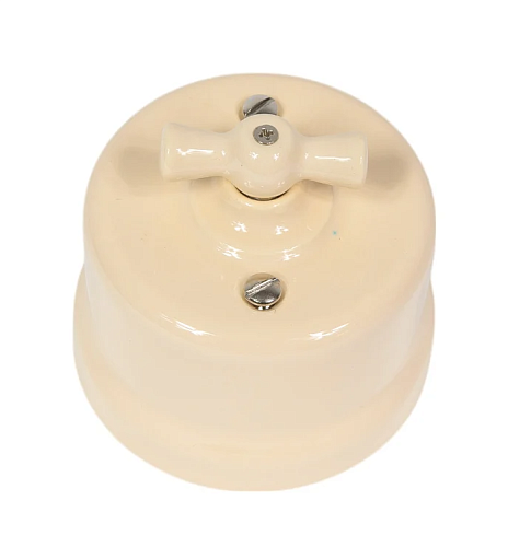 Выключатель 2кл поворотный керамика (песочное золото) Лизетта BIRONI