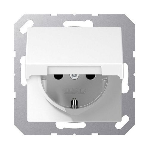 Розетка с заземлением с крышкой безвинтовой зажим (белый) ECO Profi JUNG