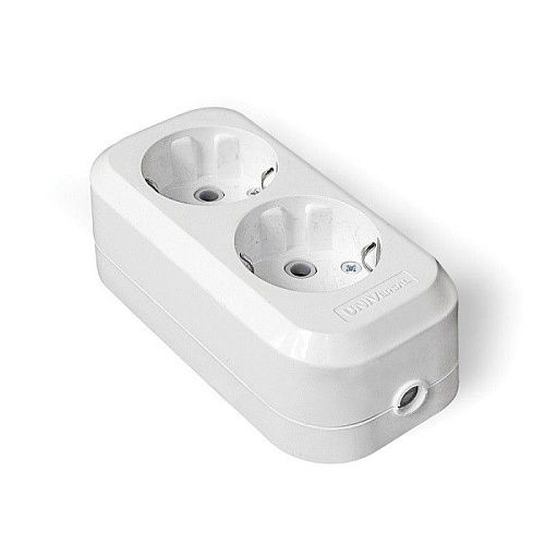 Колодка ОУ 2 гнезда с з/к IP20 (белый) АБС-пластик UNIVersal