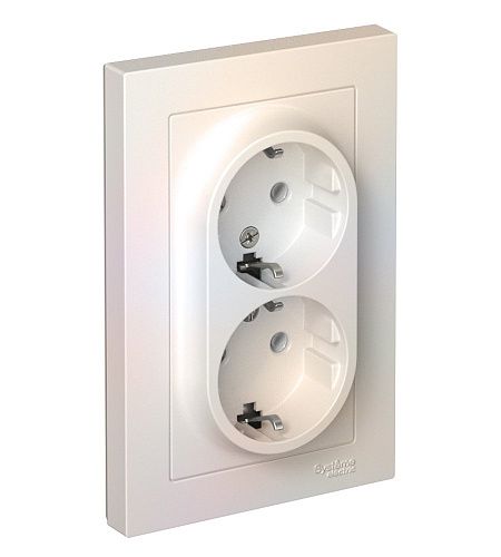 Розетка 2-я с заземлением 16А в сборе (жемчуг) ATLASDESIGN SE