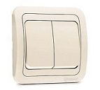 Выключатель СУ 2кл со вставкой (крем) Mimoza MAKEL