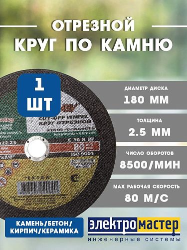Отрезной круг по камню 2.5х180мм ЛУГА (3632-180-2.5)