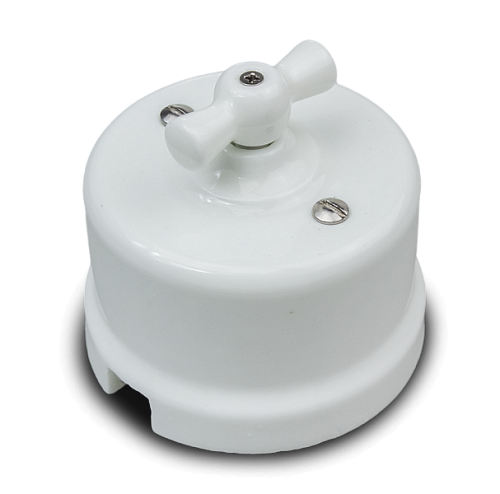 Выключатель 2кл поворотный керамика (белый) Лизетта BIRONI