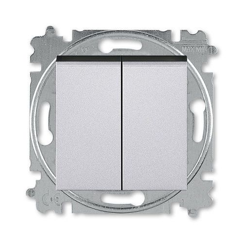 Переключатель 2кл перекрестный (серебро/дымчатый чёрный) Levit ABB