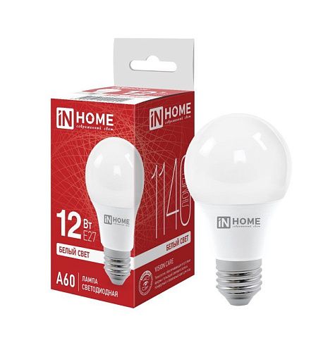 Лампа светодиодная ЛОН LED-A60-VC A60 12Вт 4000К 1140Лм Е27 IN HOME