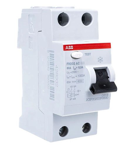 Устройство защитного отключения 2п 63А 300мА тип AC FH202 AC-63/0.3 ABB ФЛ