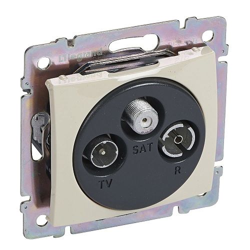 Розетка TV/FM/SAT проходная 14дБ 2400МГц (слоновая кость) Valena Classic Legrand/Daccord (774337)