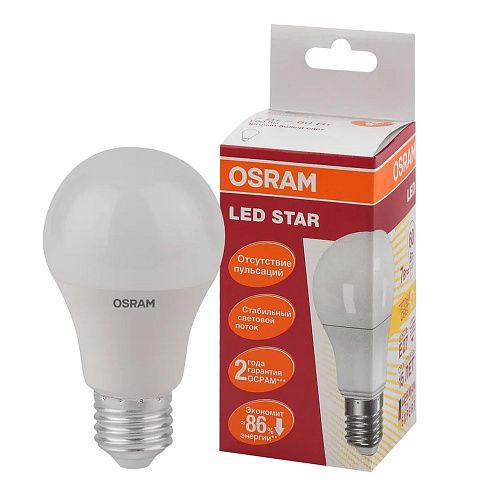 Лампа светодиодная ЛОН STAR CLASSIC A60 7Вт 827 600Лм E27 4058075096387 OSRAM