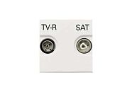 Розетка TV-R/SAT 2-модульная одиночная с накладкой N2251.3 BL (альпийский белый) Zenit ABB Розетка TV-R/SAT 2-модульная одиночная с накладкой N2251.3 BL (альпийский белый) Zenit ABB