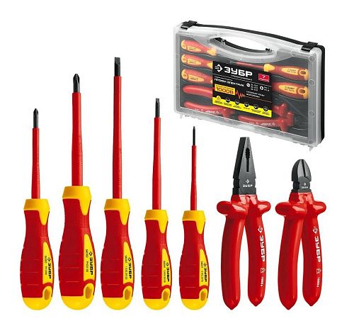 Набор инструмента 7 предметов диэлектрический до 1000В 2214-H7_z01 ПРОФИЭЛЕКТРИК ЗУБР