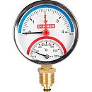 Термоманометр радиальный 80мм 0-4 бар. 0-120С. 1/2" с авт. запорн. клапаном ROMMER RIM-0006-800415