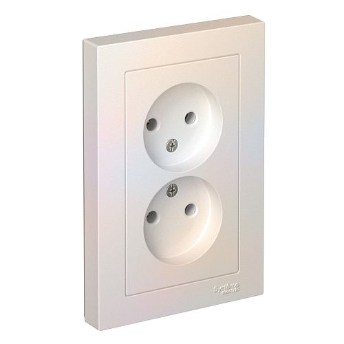 Розетка 2-я без заземления 16А в сборе (жемчуг) ATLASDESIGN SE