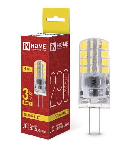 Лампа светодиодная капсула LED-JC 3Вт 12В G4 3000К 290Лм IN HOME
