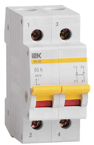 Выключатель нагрузки 2п 63А ВН-32 (мини-рубильник) KARAT ИЭК (MNV10-2-063)