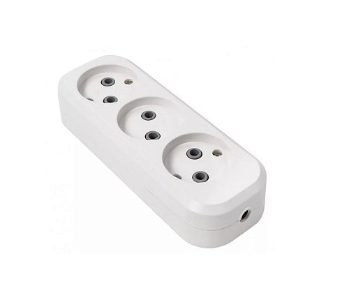 Колодка ОУ 3 гнезда б/з IP20 (белый) АБС-пластик UNIVersal