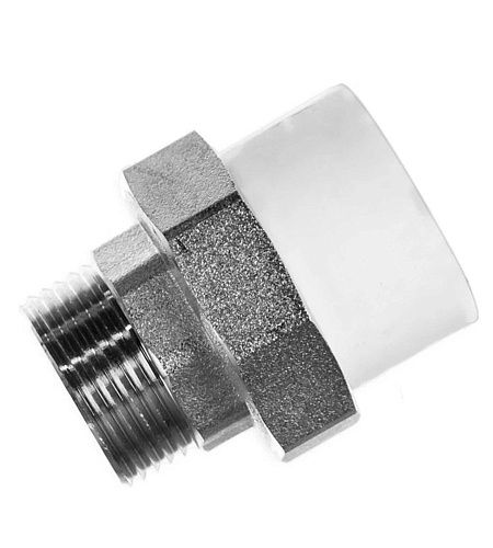 Муфта PP-R комбинированная разъёмная раструбная НР РОСТерм  32-1" белая